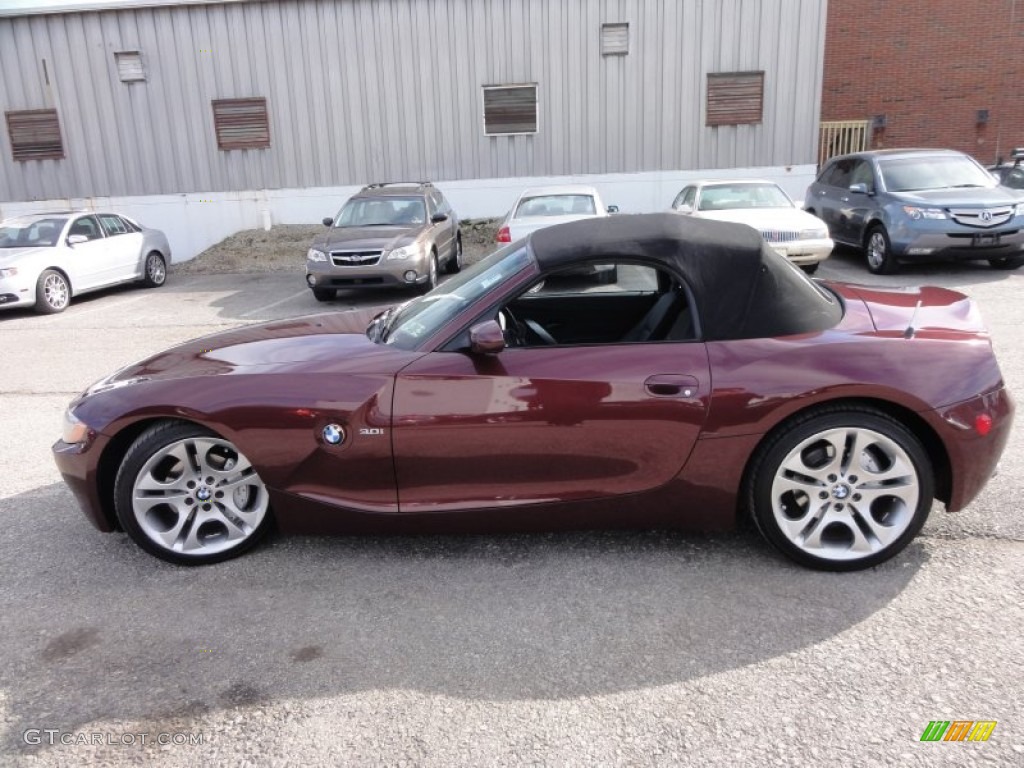 2004 Z4 3.0i Roadster - Merlot Red Metallic / Black photo #50