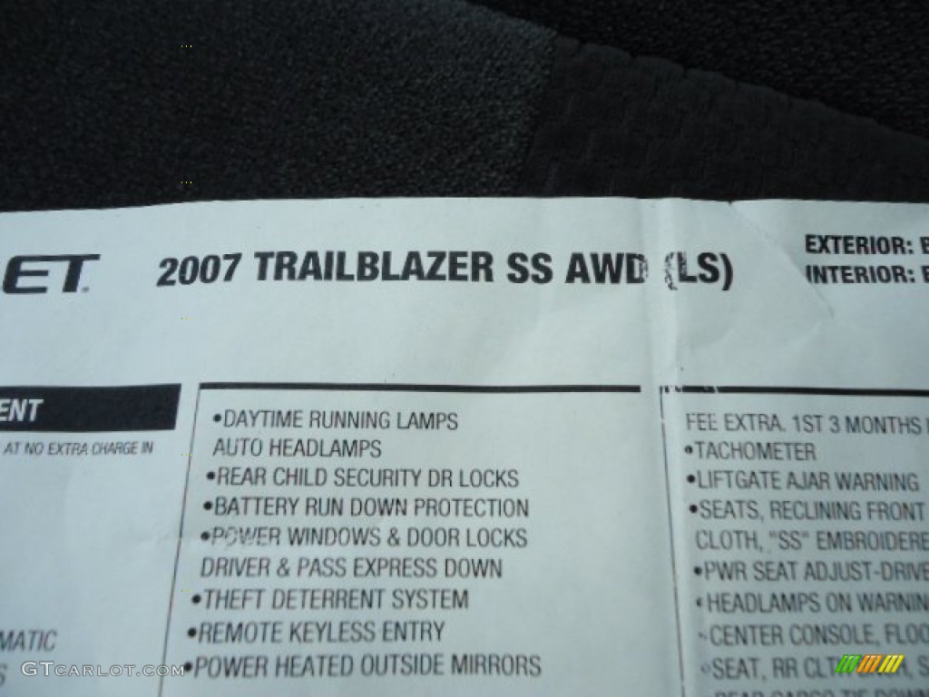 2007 Chevrolet TrailBlazer SS 4x4 Window Sticker Photo #60427686