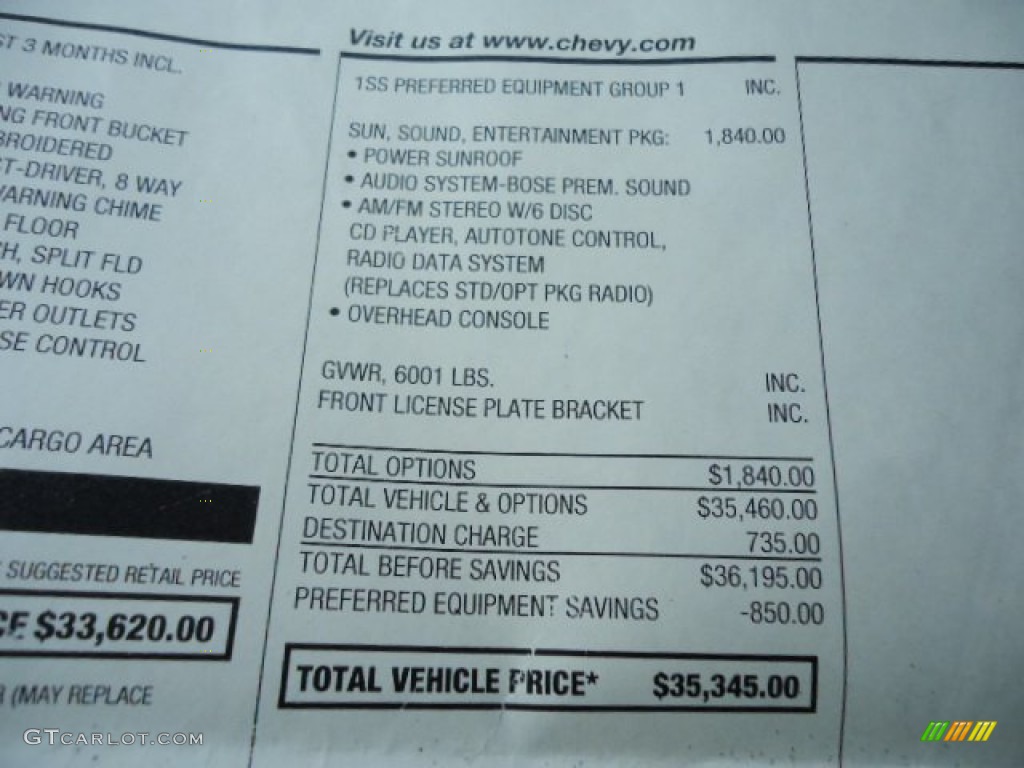 2007 Chevrolet TrailBlazer SS 4x4 Window Sticker Photo #60427696