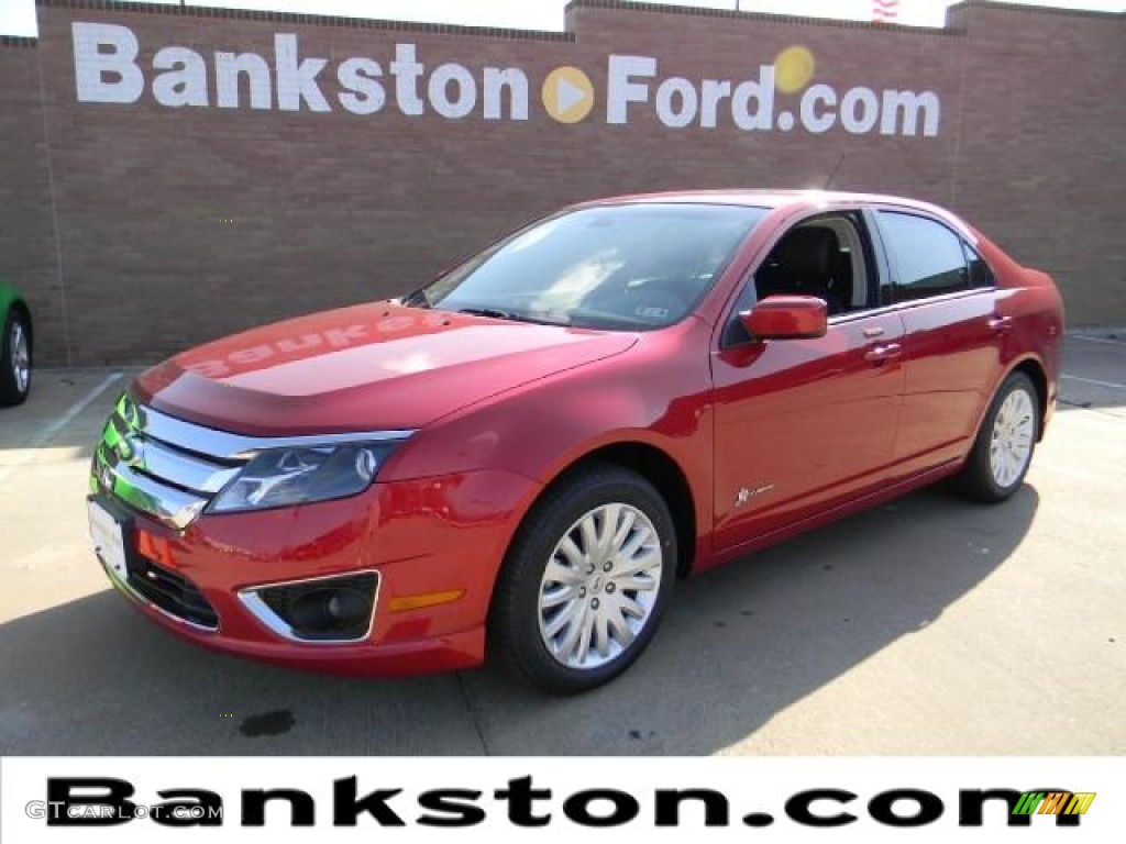 2012 Fusion Hybrid - Red Candy Metallic / Charcoal Black photo #1