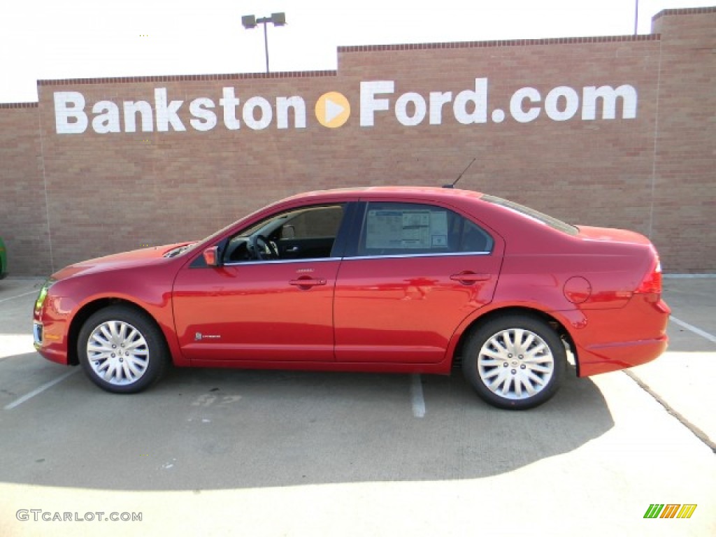2012 Fusion Hybrid - Red Candy Metallic / Charcoal Black photo #6