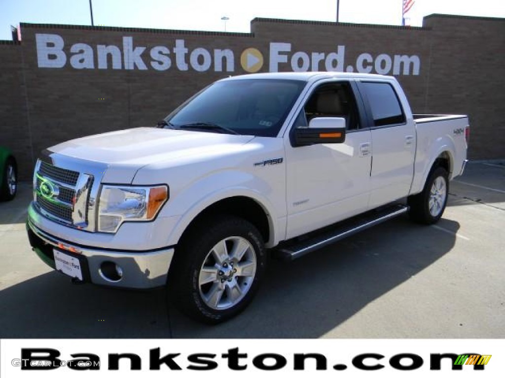 2011 F150 Lariat SuperCrew 4x4 - White Platinum Metallic Tri-Coat / Pale Adobe photo #1