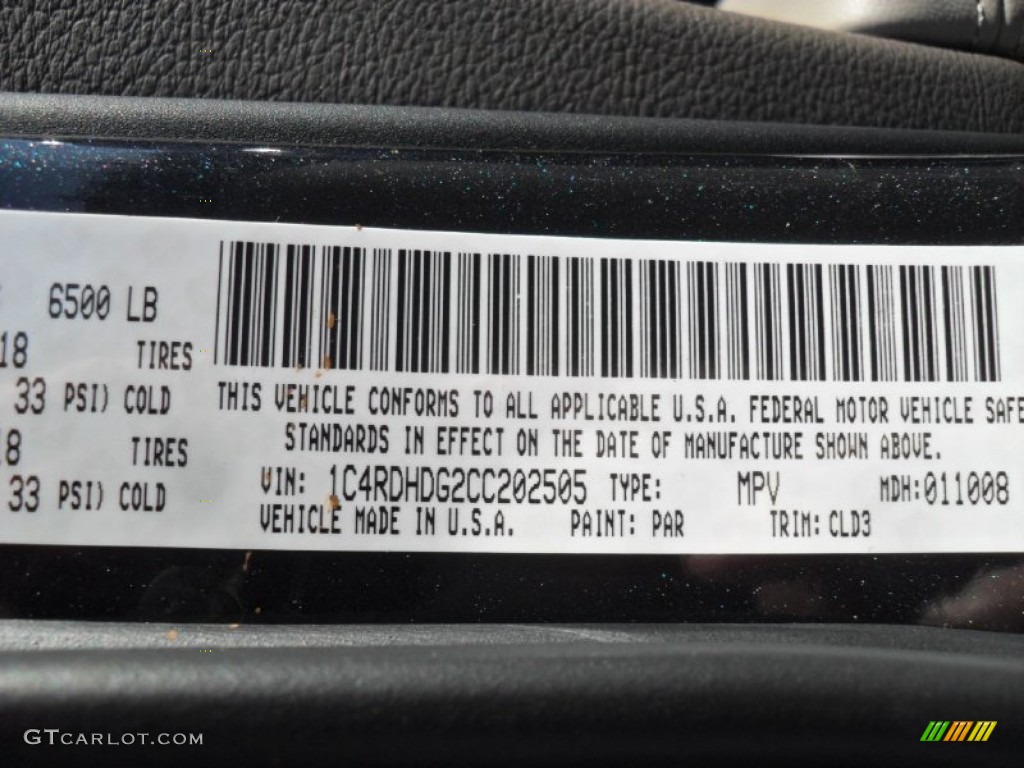 2012 Dodge Durango Crew Color Code Photos