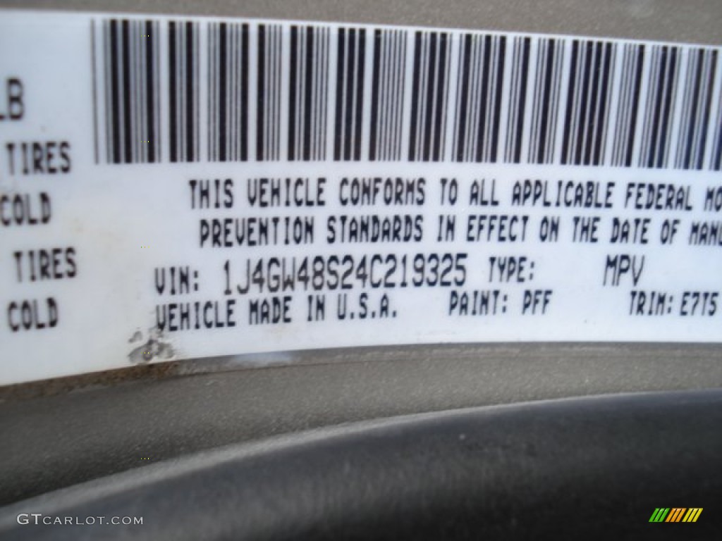 2004 Grand Cherokee Color Code PFF for Light Pewter Metallic Photo #60440987