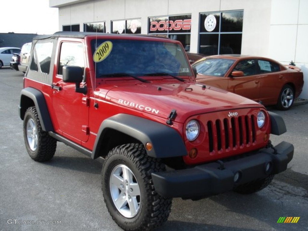 2009 Wrangler Rubicon 4x4 - Flame Red / Dark Slate Gray/Medium Slate Gray photo #2
