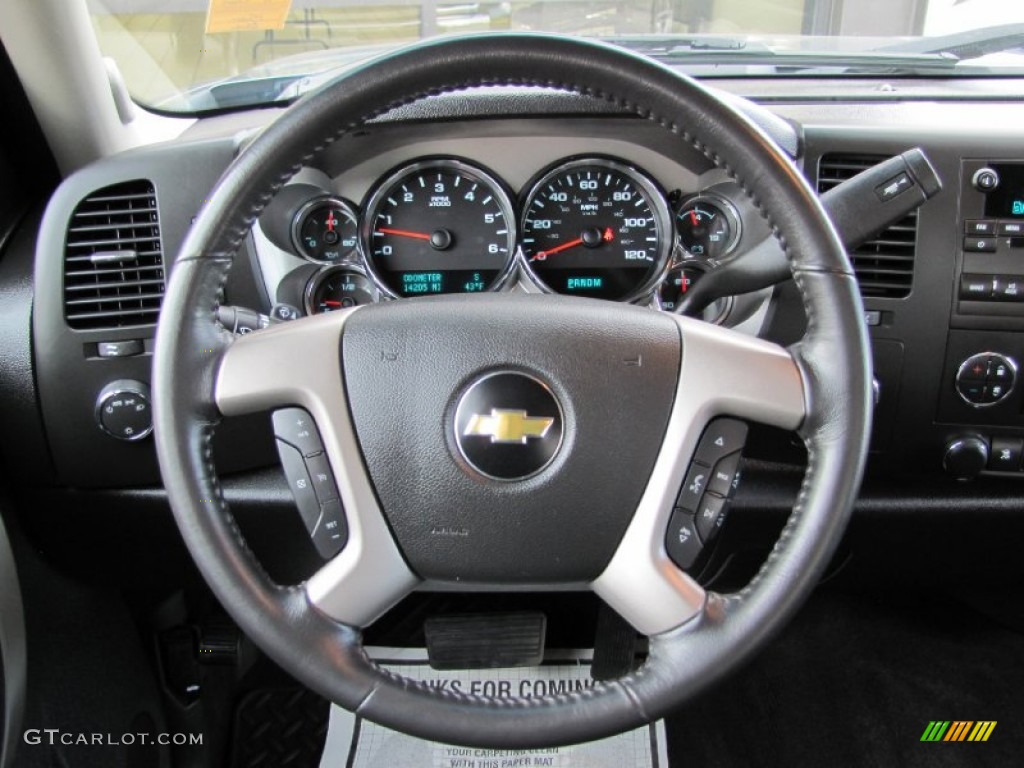 2011 Chevrolet Silverado 1500 LT Crew Cab 4x4 Ebony Steering Wheel Photo #60443612