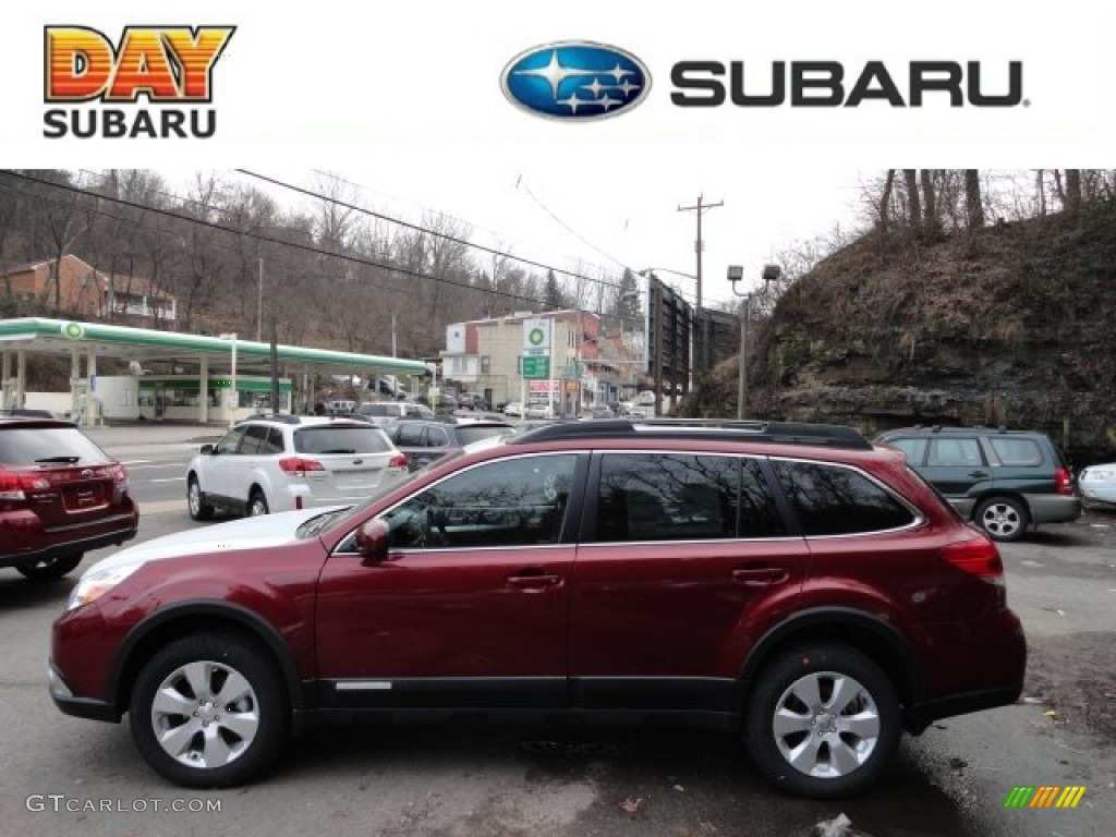 2012 Outback 2.5i Premium - Ruby Red Pearl / Off Black photo #1