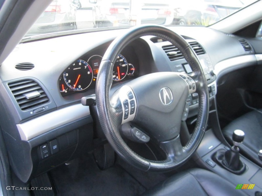2006 Acura TSX Sedan Ebony Black Steering Wheel Photo #60456162