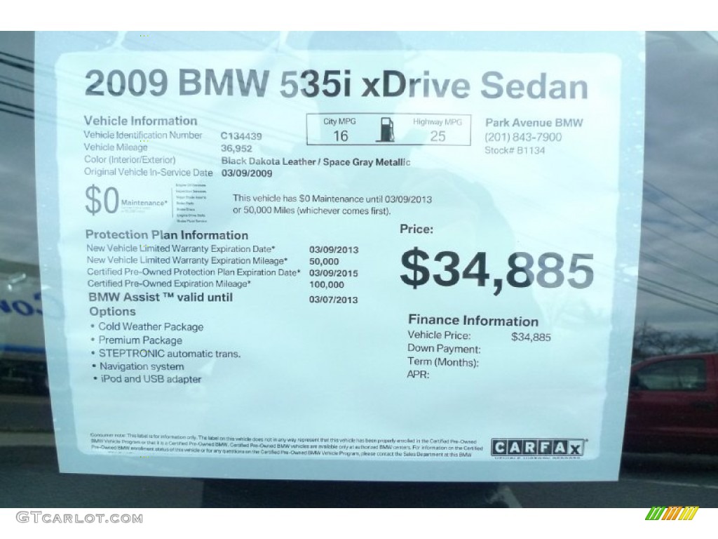 2009 5 Series 535xi Sedan - Space Grey Metallic / Black photo #34