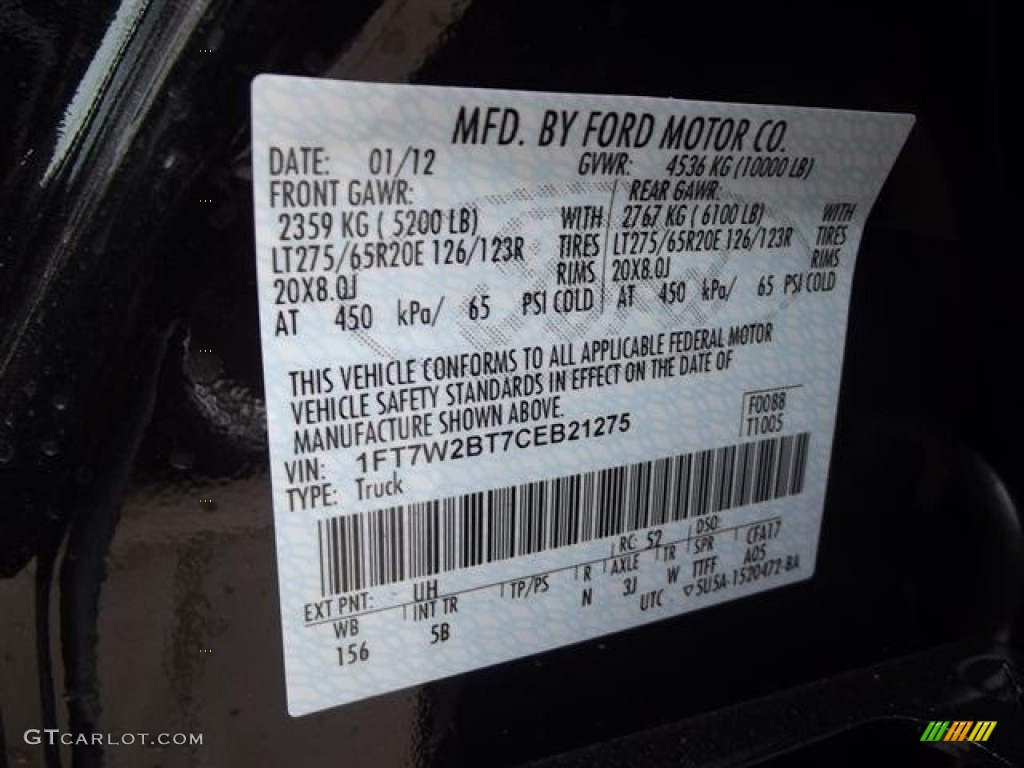 2012 F250 Super Duty Color Code UH for Tuxedo Black Metallic Photo #60463173