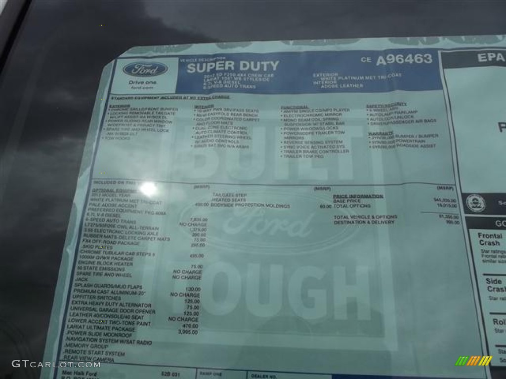 2012 F250 Super Duty Lariat Crew Cab 4x4 - White Platinum Metallic Tri-Coat / Adobe photo #30