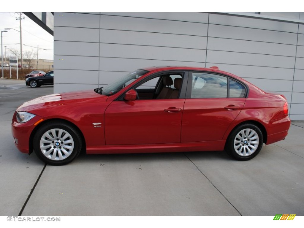 2009 3 Series 328xi Sedan - Crimson Red / Saddle Brown Dakota Leather photo #3