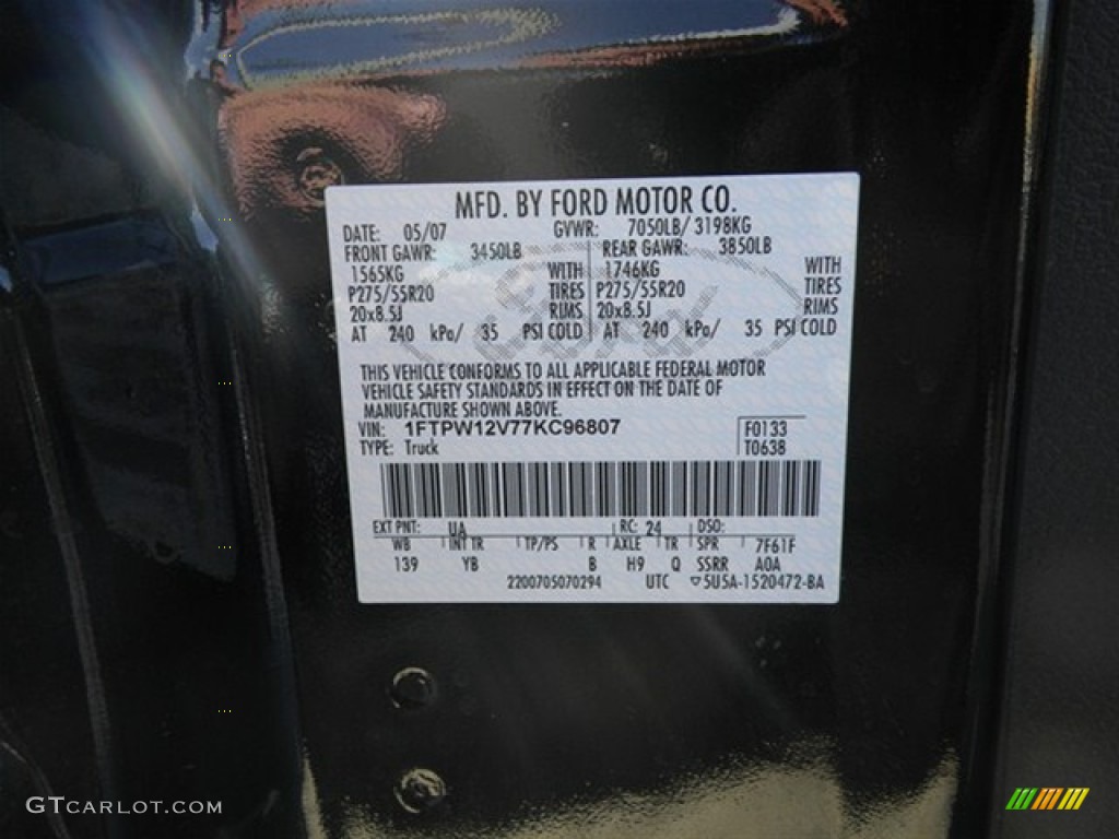 2007 F150 Color Code UA for Black Photo #60466078