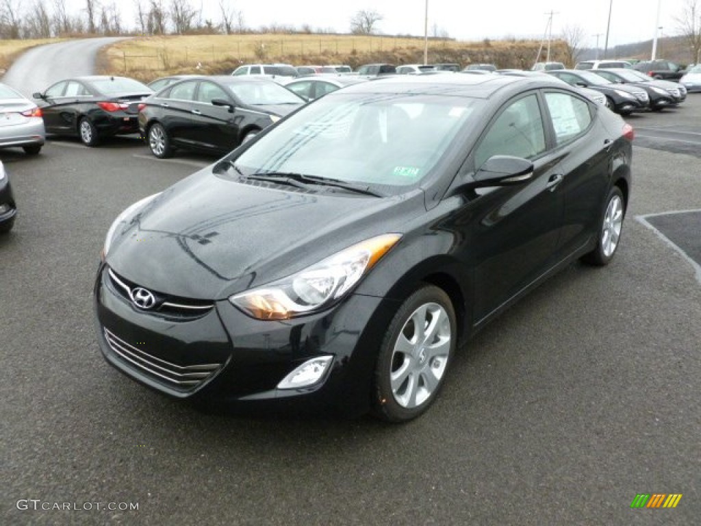 2012 Elantra Limited - Black Noir Pearl / Gray photo #3