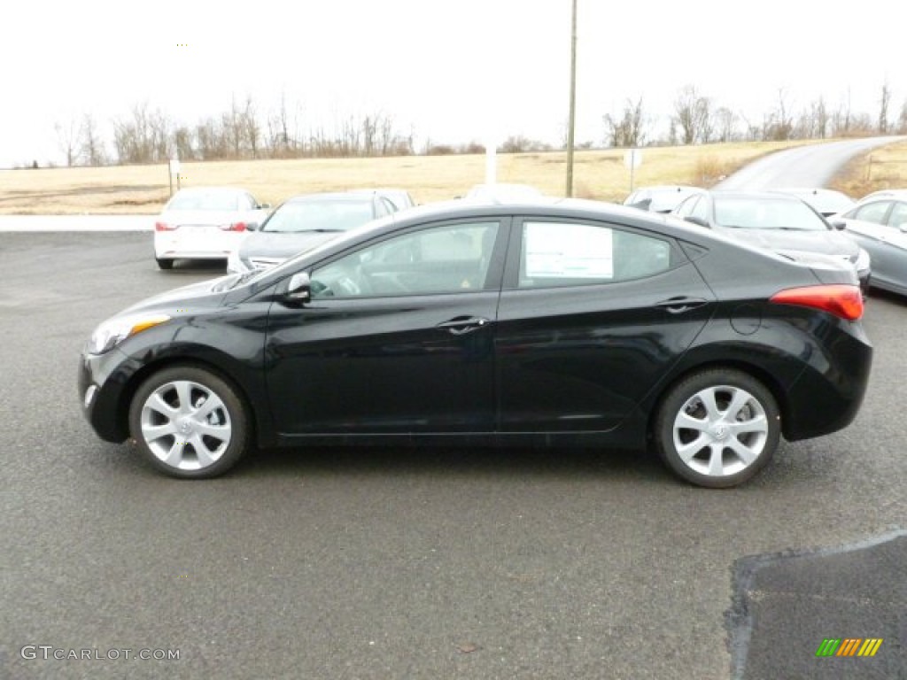 2012 Elantra Limited - Black Noir Pearl / Gray photo #4
