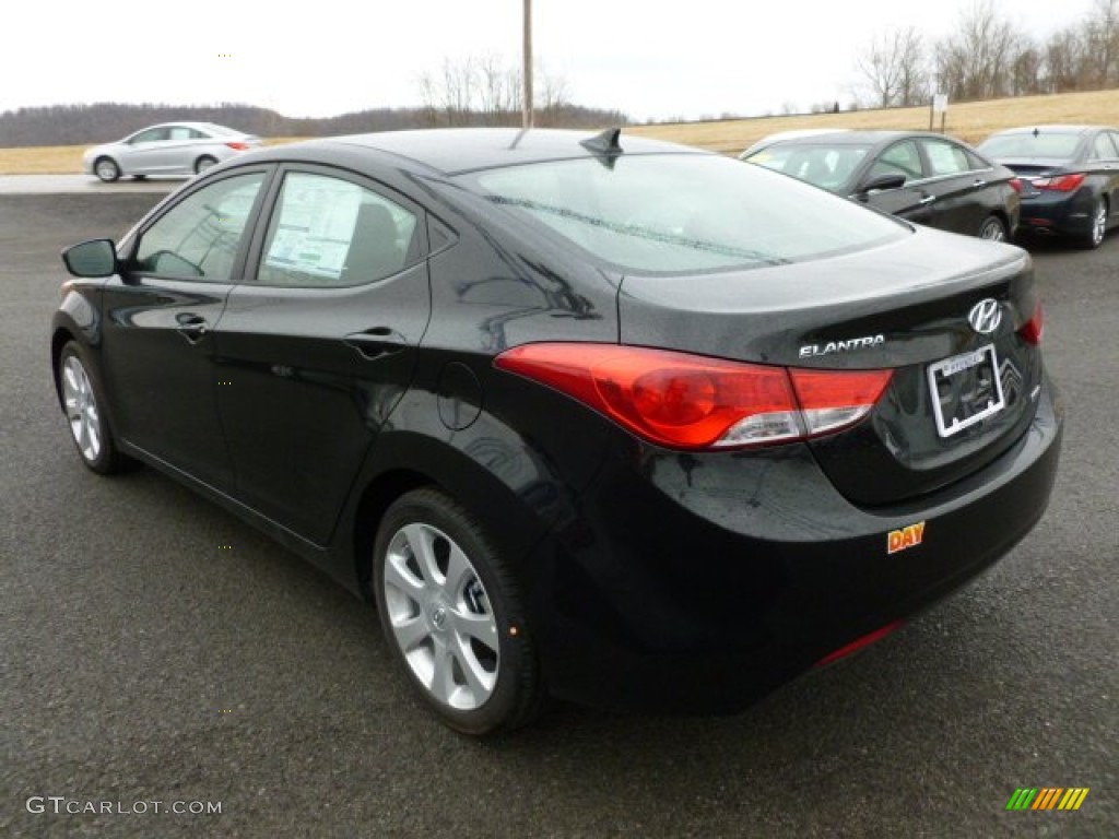 2012 Elantra Limited - Black Noir Pearl / Gray photo #5