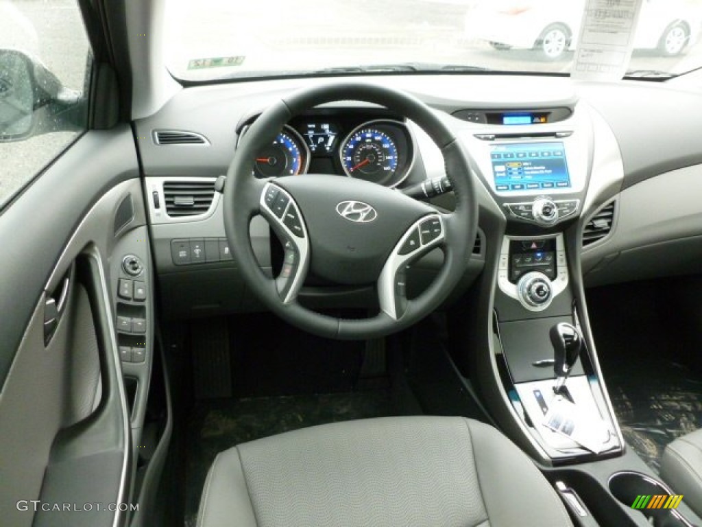 2012 Elantra Limited - Black Noir Pearl / Gray photo #14