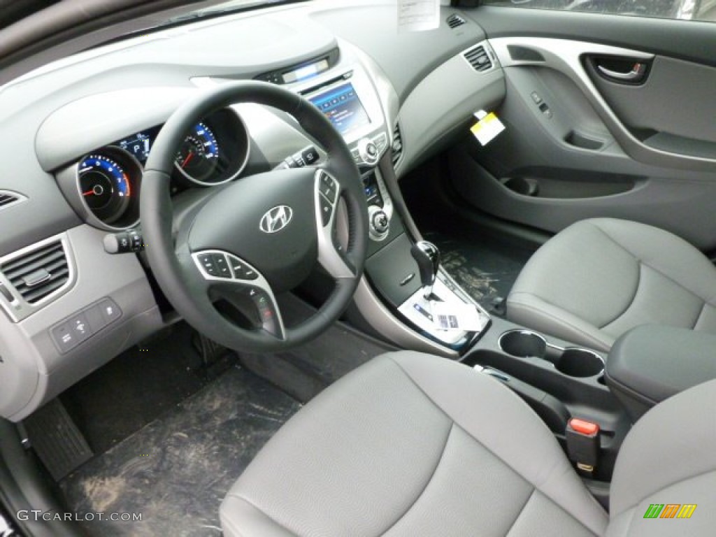 2012 Elantra Limited - Black Noir Pearl / Gray photo #16