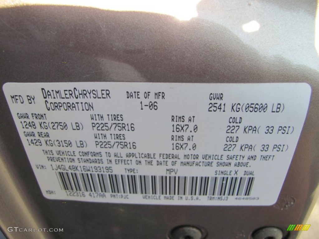 2006 Liberty Color Code PJC for Light Khaki Metallic Photo #60479105
