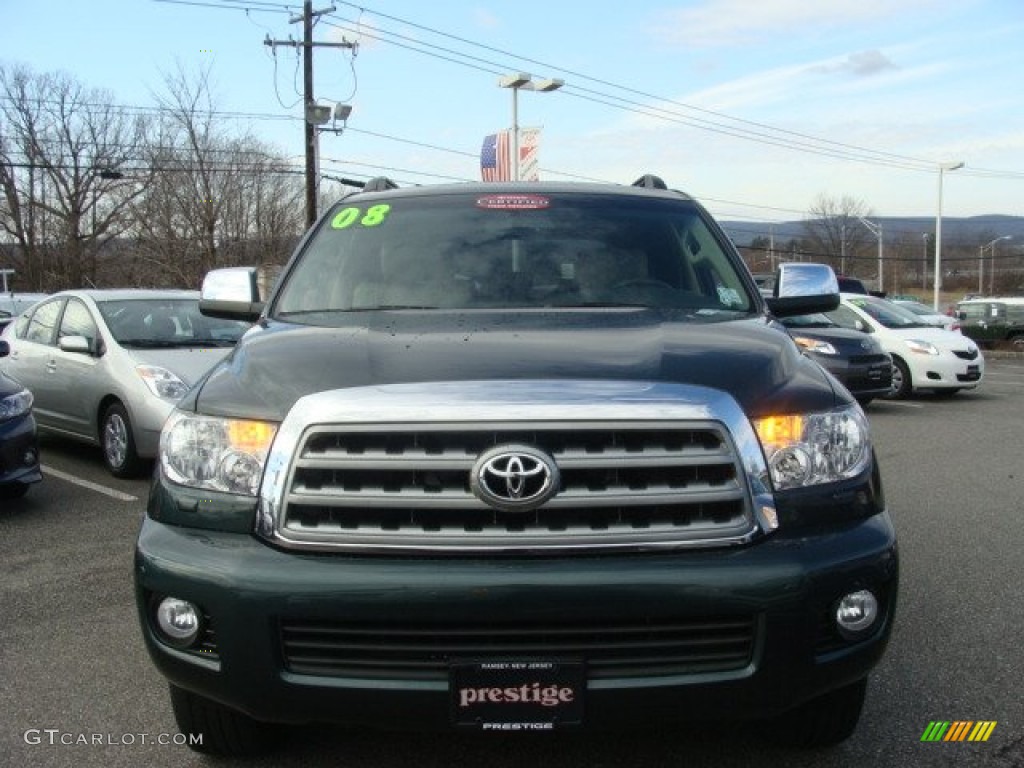 2008 Sequoia Limited 4WD - Timberland Green Mica / Sand Beige photo #2