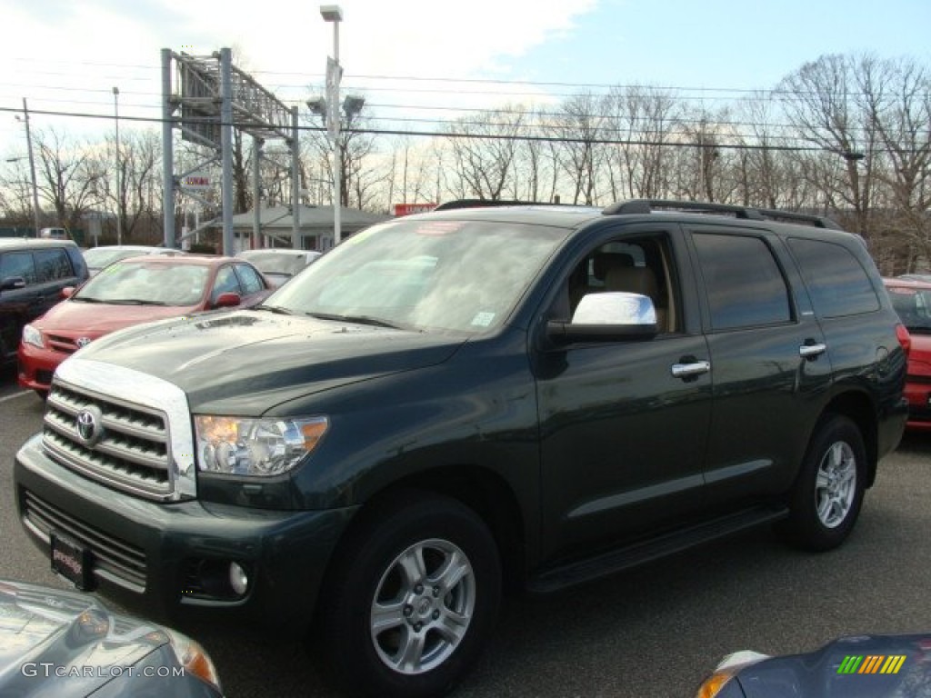 2008 Sequoia Limited 4WD - Timberland Green Mica / Sand Beige photo #3