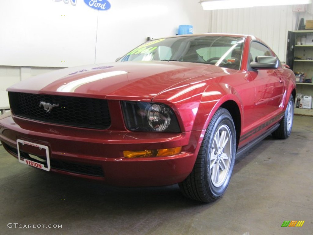 2005 Mustang V6 Deluxe Coupe - Redfire Metallic / Light Graphite photo #1