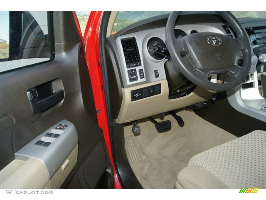2007 Tundra SR5 Double Cab 4x4 - Radiant Red / Beige photo #4