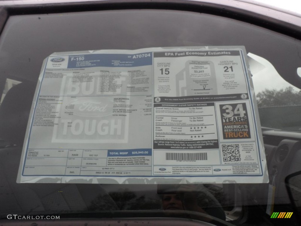 2012 Ford F150 STX Regular Cab Window Sticker Photo #60486101