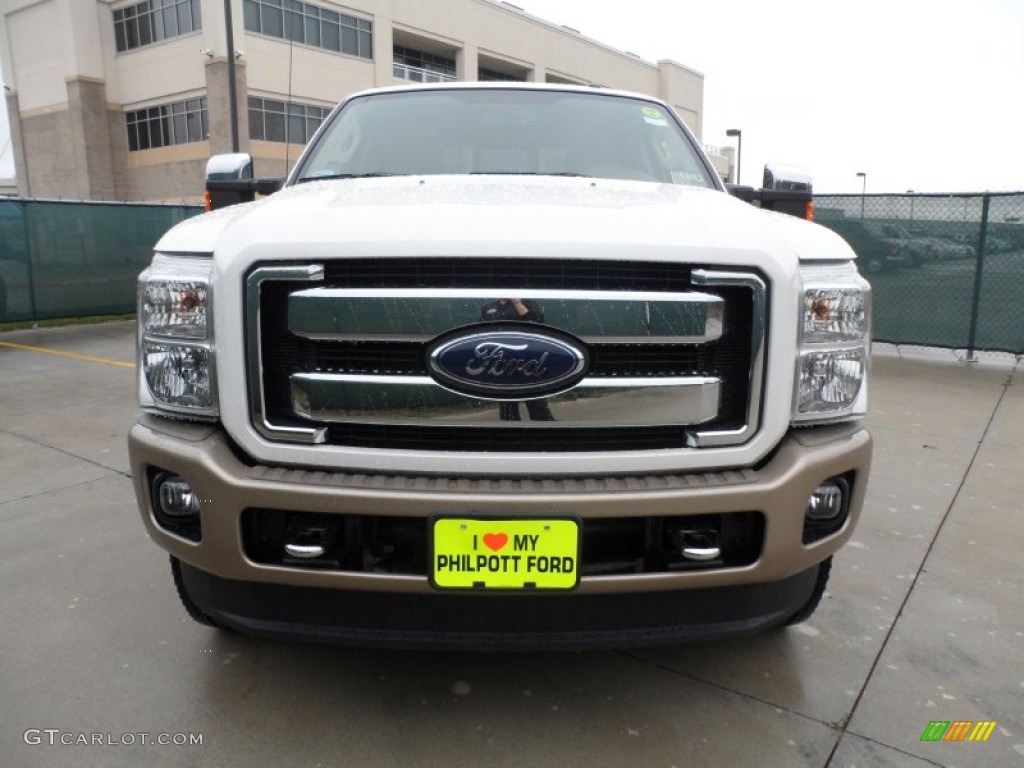 2012 F250 Super Duty King Ranch Crew Cab 4x4 - White Platinum Metallic Tri-Coat / Chaparral Leather photo #8