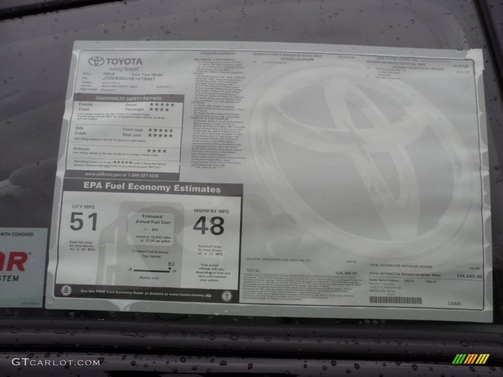2011 Toyota Prius Hybrid II Window Sticker Photos