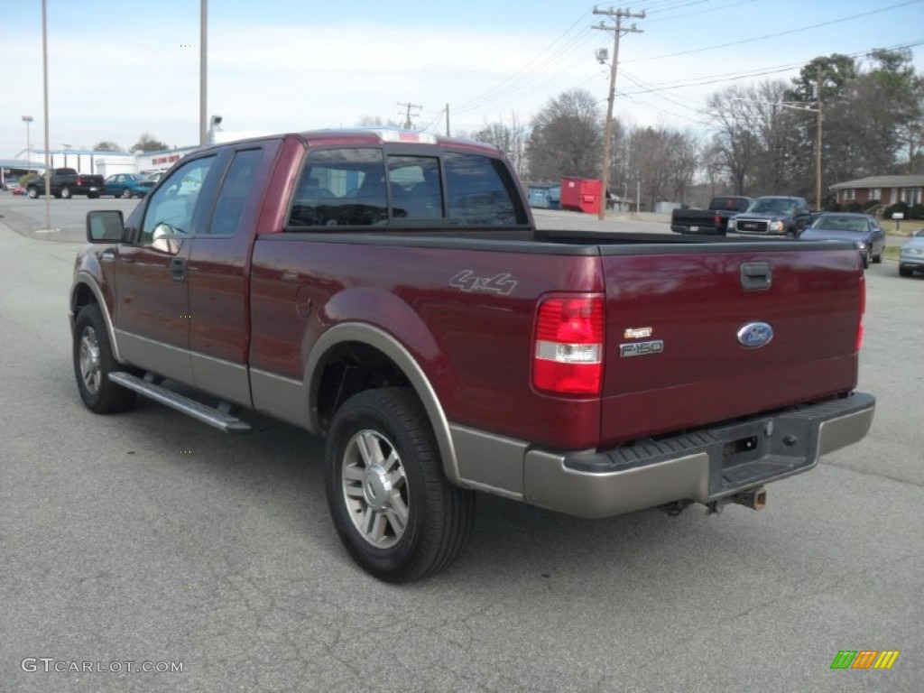 2006 F150 Lariat SuperCab 4x4 - Dark Toreador Red Metallic / Tan photo #3