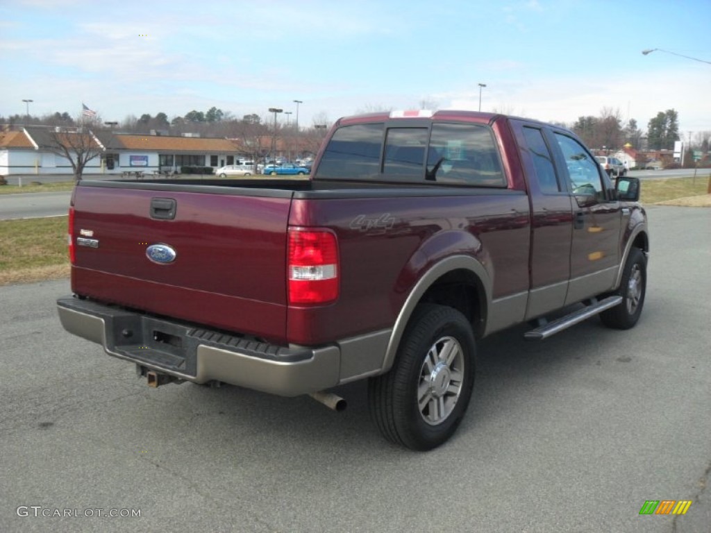 2006 F150 Lariat SuperCab 4x4 - Dark Toreador Red Metallic / Tan photo #4