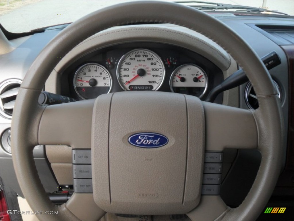 2006 F150 Lariat SuperCab 4x4 - Dark Toreador Red Metallic / Tan photo #13
