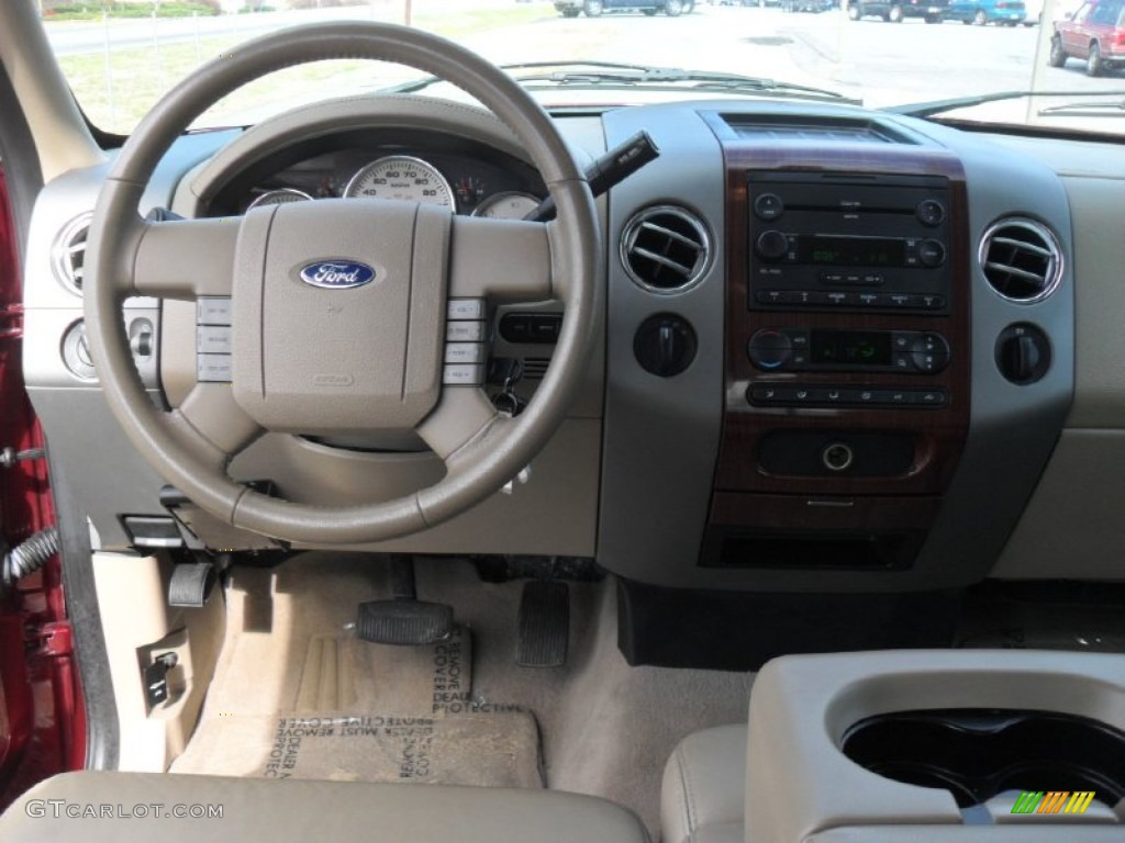 2006 F150 Lariat SuperCab 4x4 - Dark Toreador Red Metallic / Tan photo #16