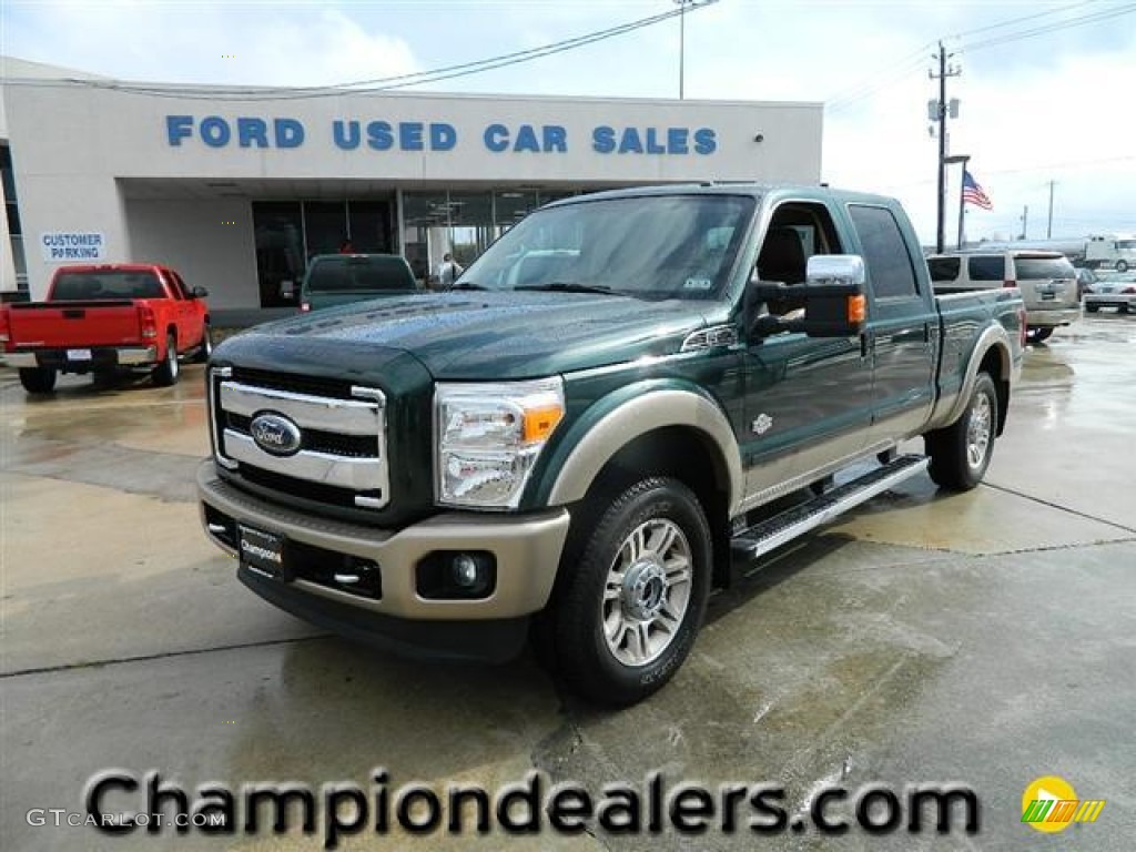 2011 F250 Super Duty King Ranch Crew Cab 4x4 - Forest Green Metallic / Chaparral Leather photo #1