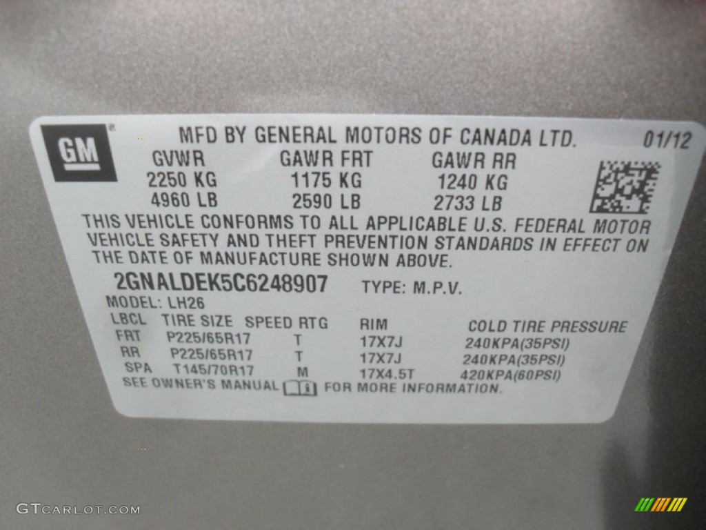 2012 Equinox LT - Mocha Steel Metallic / Jet Black photo #6