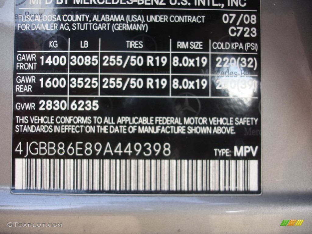2009 ML Color Code 723 for Pewter Metallic Photo #60494966