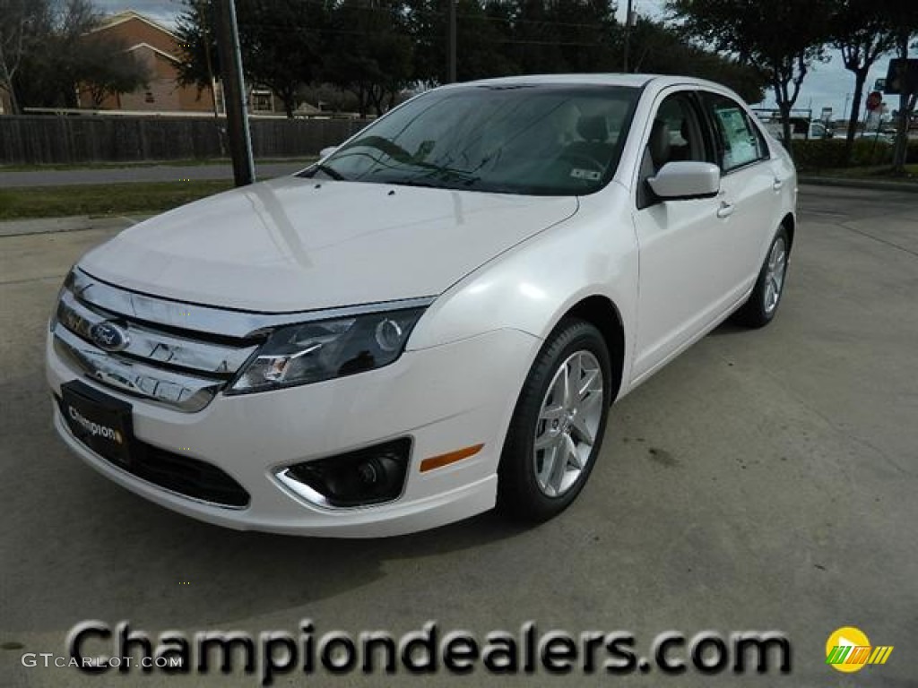 2012 Fusion SEL V6 - White Platinum Tri-Coat / Medium Light Stone photo #1