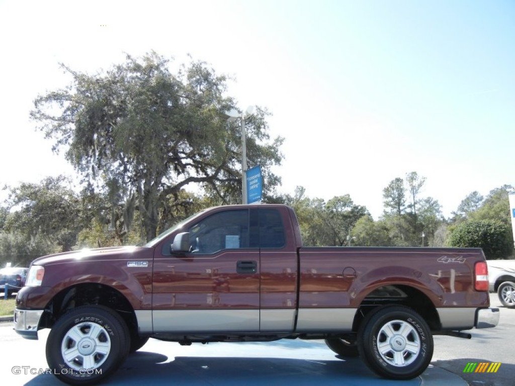 2004 F150 XLT Regular Cab 4x4 - Dark Toreador Red Metallic / Tan photo #2