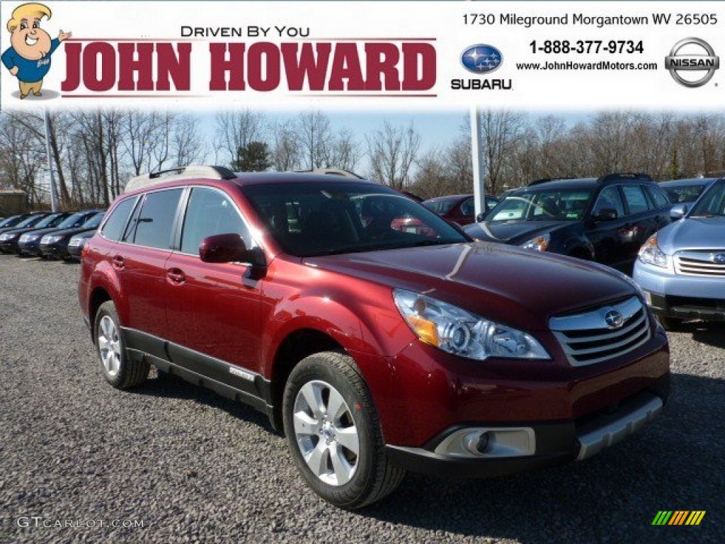 2012 Outback 2.5i Limited - Ruby Red Pearl / Off Black photo #1