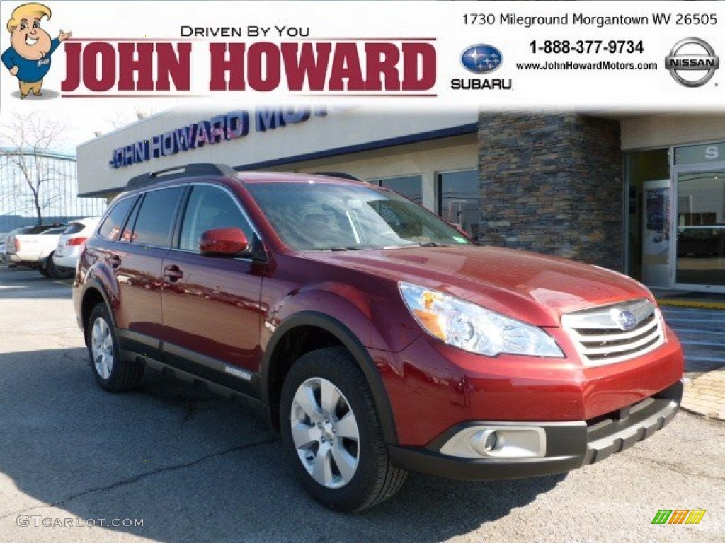 2012 Outback 2.5i Premium - Ruby Red Pearl / Off Black photo #1
