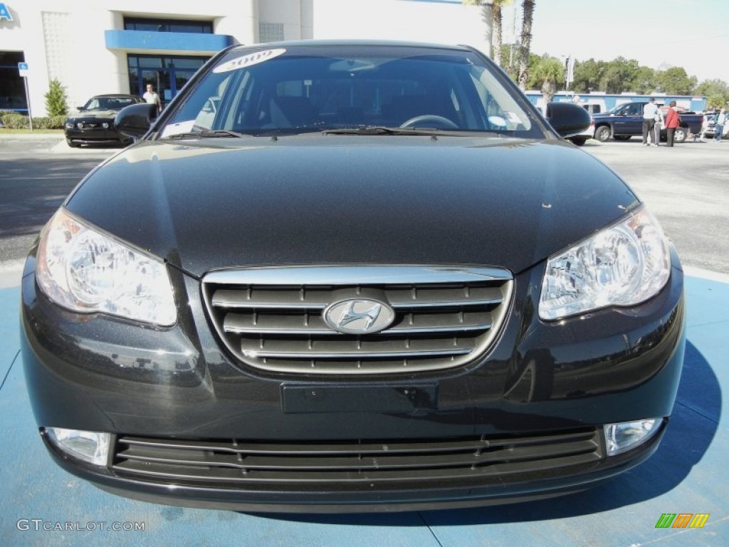 2009 Elantra SE Sedan - Black Pearl / Black photo #8