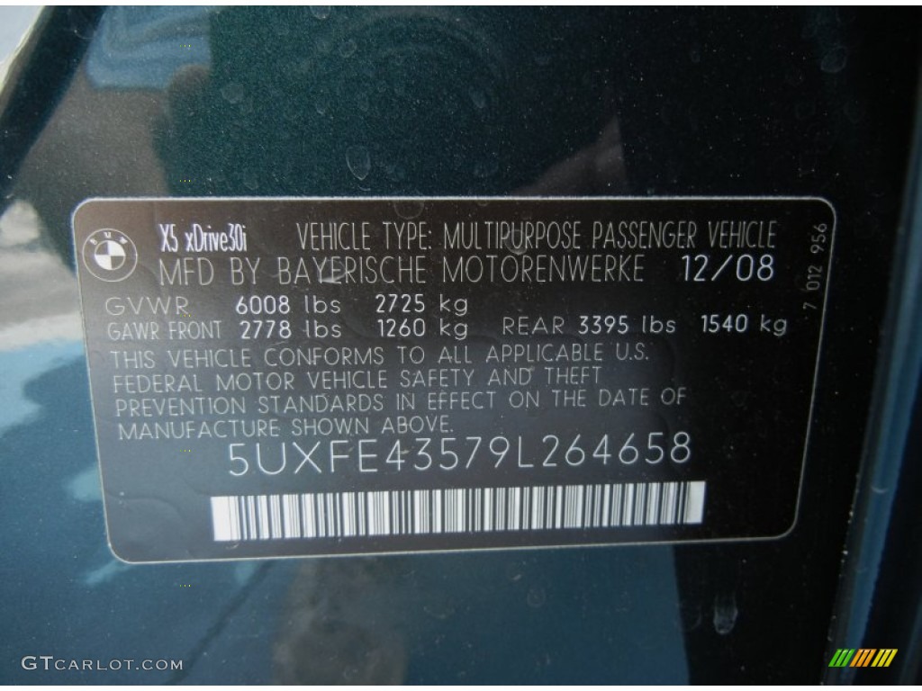 2009 BMW X5 xDrive30i Info Tag Photos