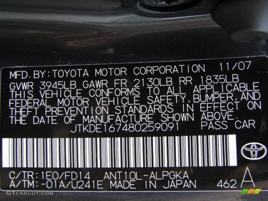 2008 tC Color Code 1E0 for Flint Gray Mica Photo #60502160