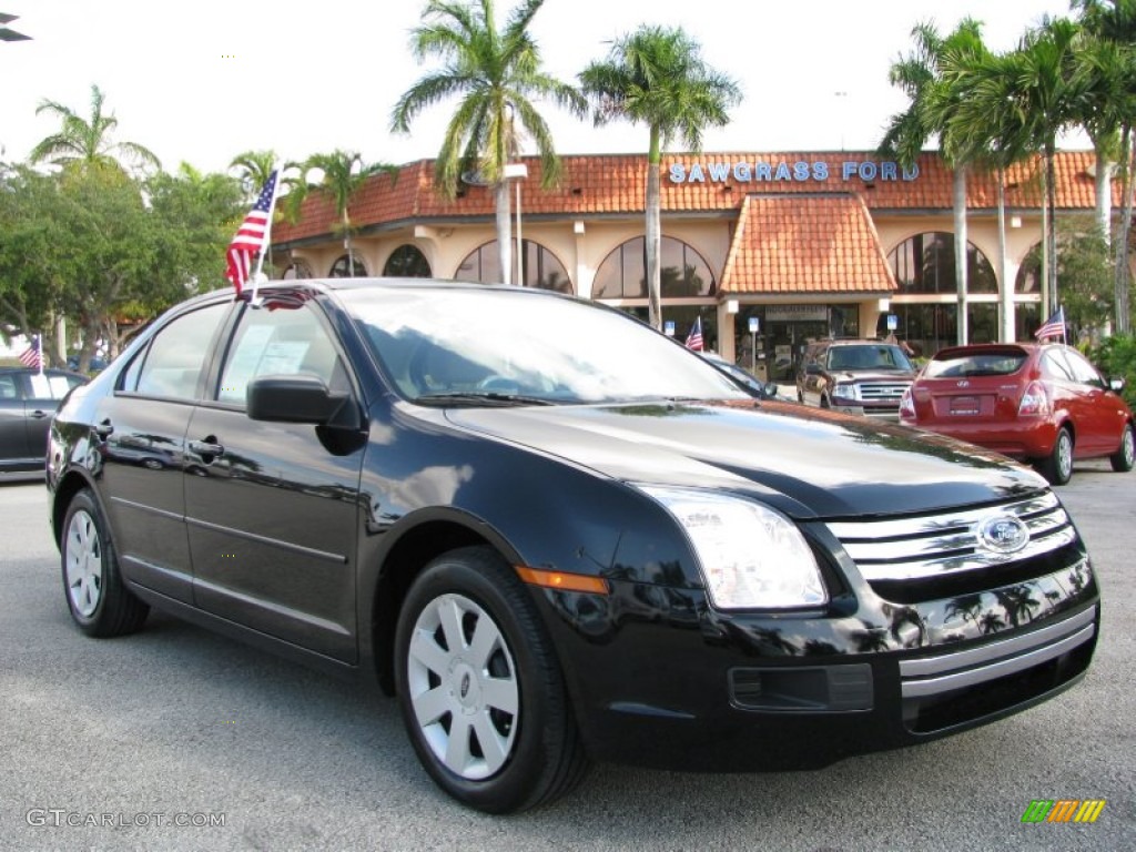 2008 Fusion S - Black Ebony / Medium Light Stone photo #2