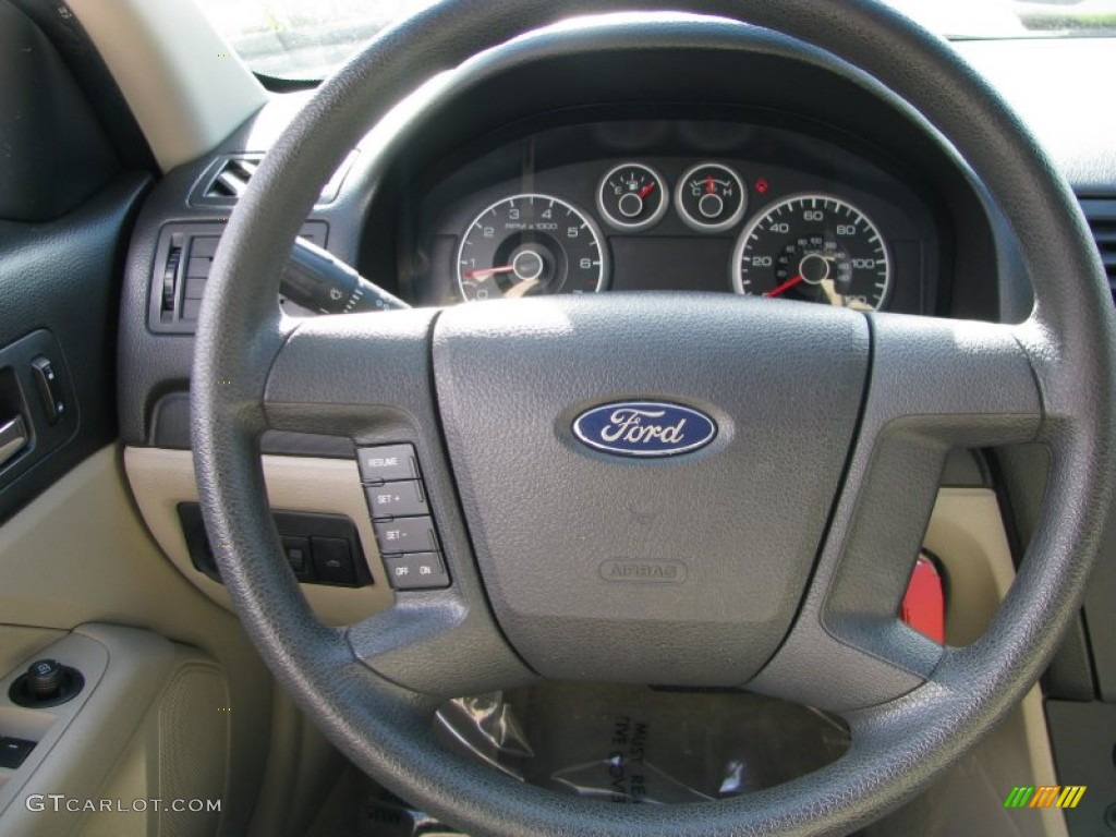 2008 Ford Fusion S Medium Light Stone Steering Wheel Photo #60502703