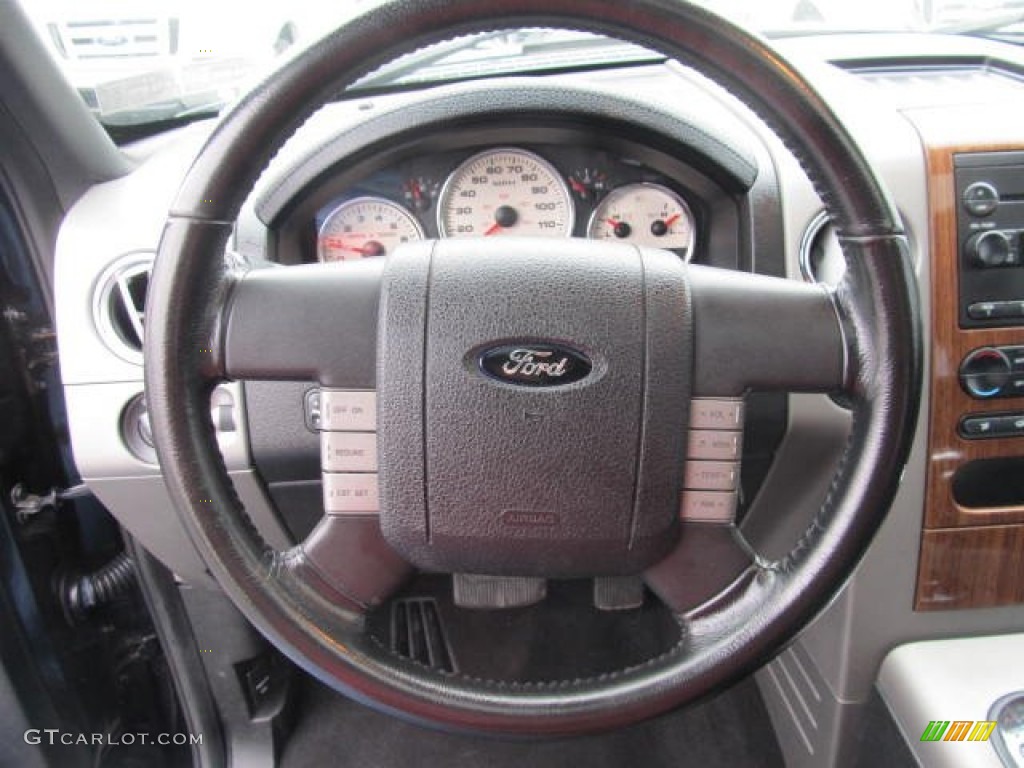2004 Ford F150 Lariat SuperCab 4x4 Black Steering Wheel Photo #60513186