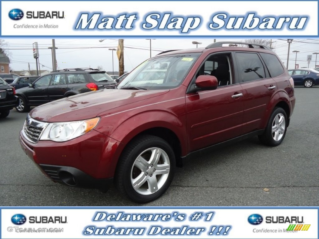 2009 Forester 2.5 X Premium - Camellia Red Pearl / Black photo #1