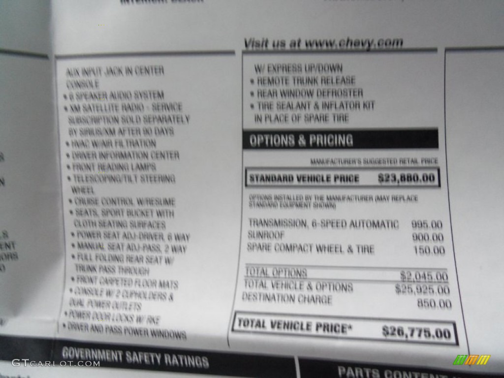 2010 Chevrolet Camaro LT Coupe Window Sticker Photo #60522012