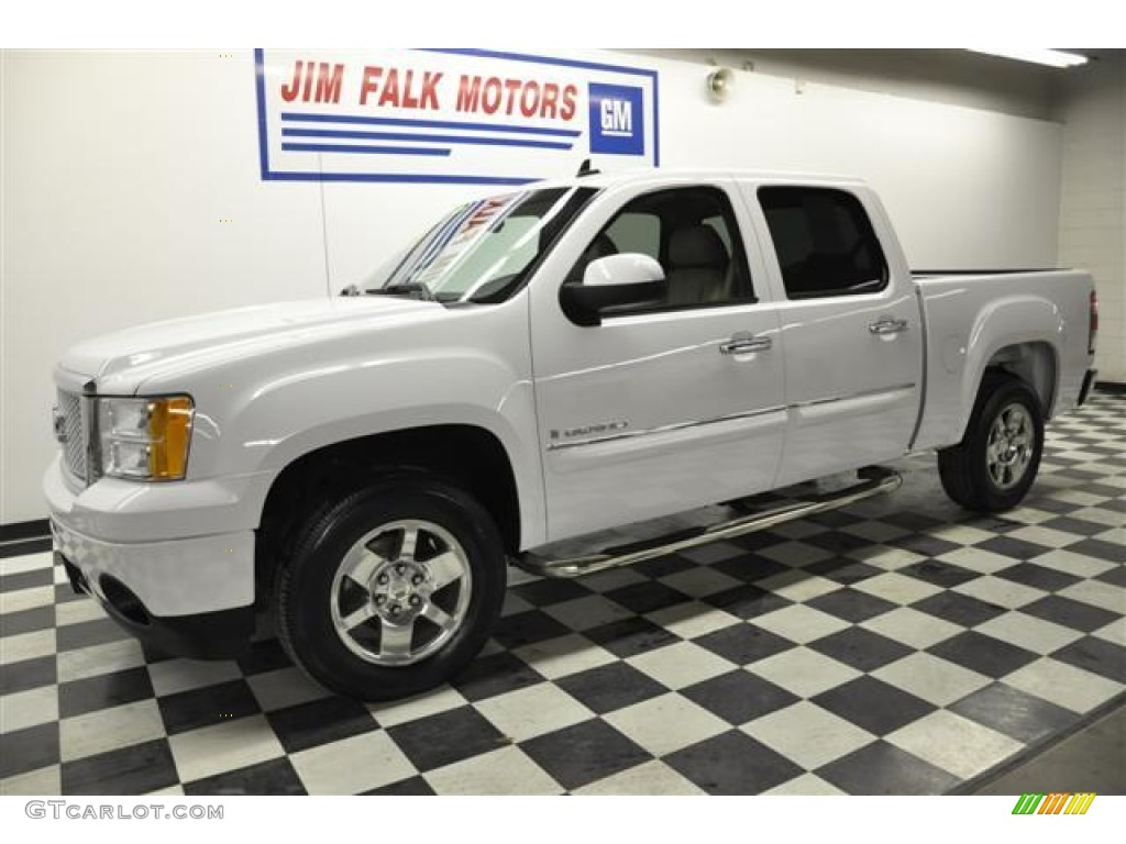 2008 Sierra 1500 Denali Crew Cab AWD - Polar White / Cocoa/Light Cashmere photo #1